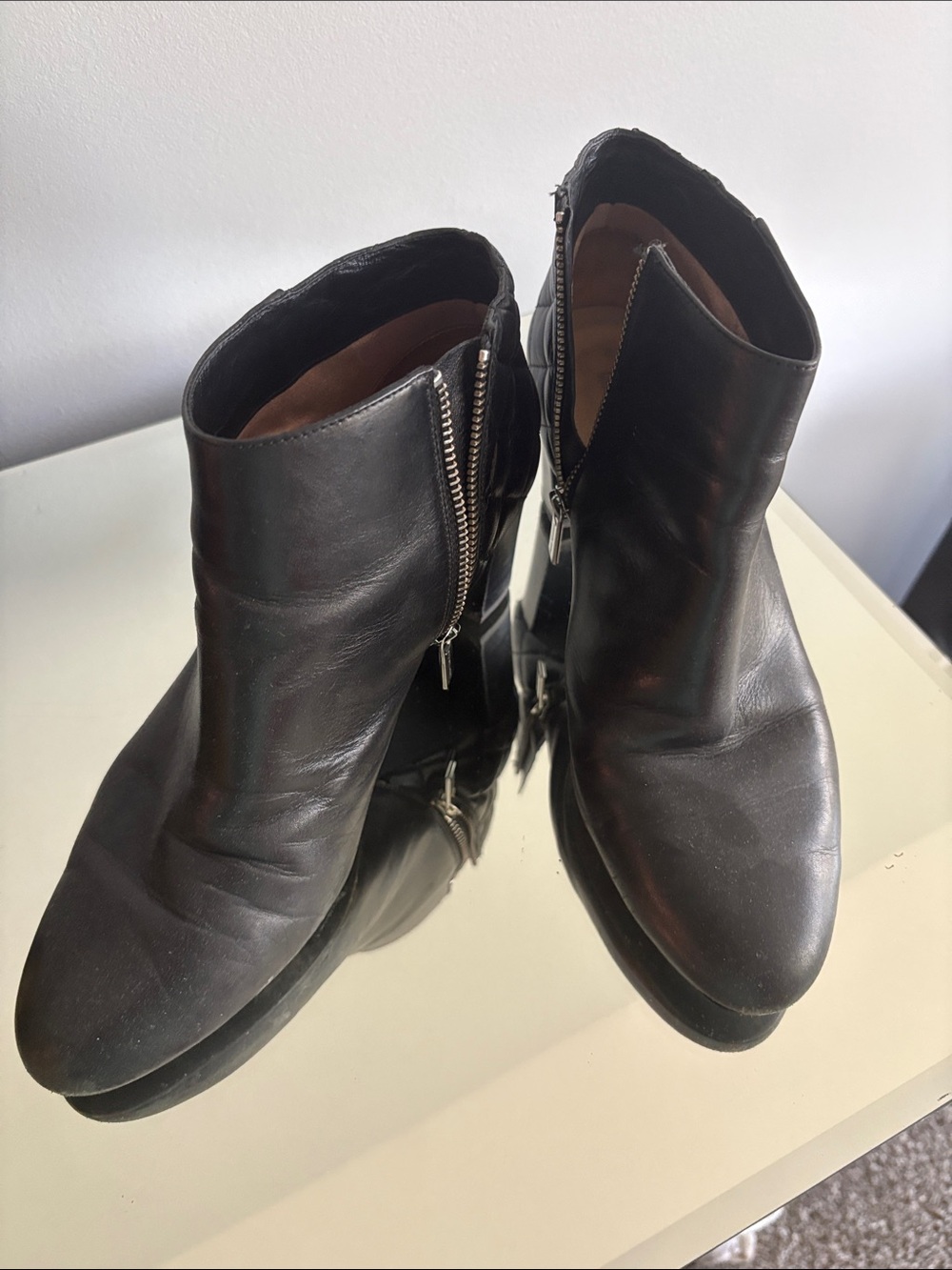 Michael Kors Black Leather Zip Ankle Booties